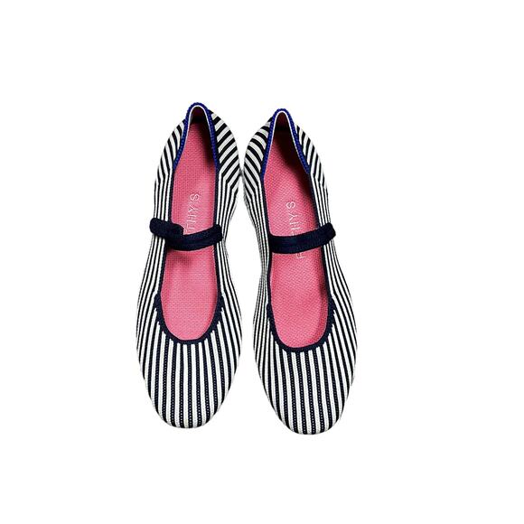 Rothy’s Square Mary Jane Striped Navy Women’s Size‎ 5.5 - Picture 1 of 8